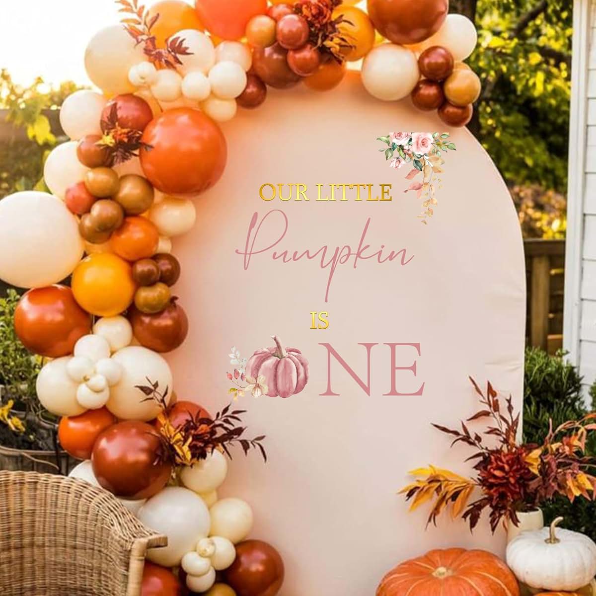 Vgaruint Our Little Pumpkin Is One Decal | Floral Halloween First Birthday Wall Decoration
