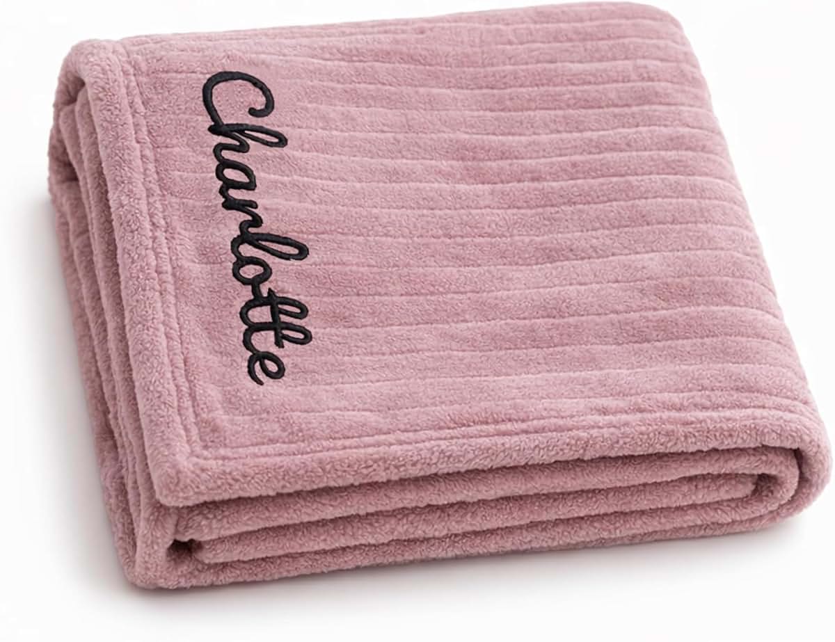 Ababy.com Personalized Baby Swaddle Blanket - Custom Name Embroidery In Blush Pink