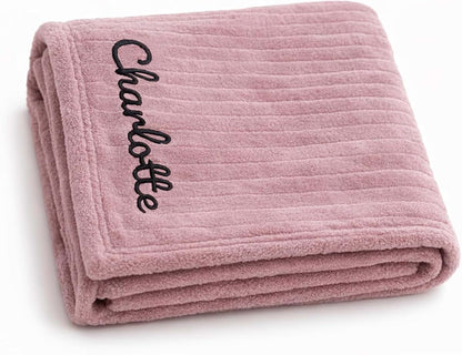 Ababy.com Personalized Baby Swaddle Blanket - Custom Name Embroidery In Blush Pink