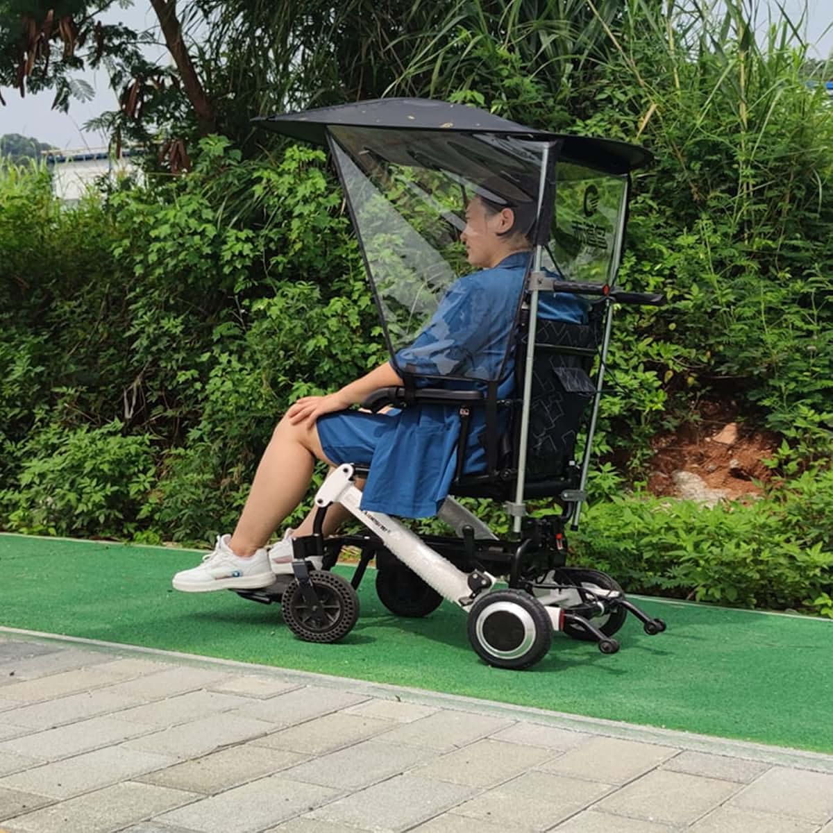 QiuShuiDr Wheelchair Umbrella Adjustable Folding Canopy For Most Wheelchairs
