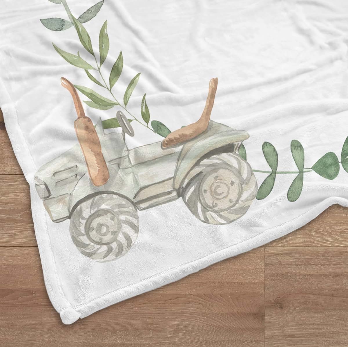 BabyOneStop Tractor Milestone Personalized Baby Blanket