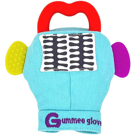 Gummee Turquoise Baby Teething Mitten Glove – Teether for Babies 3–6 Months, Self-Soothing Chew Toy with Detachable