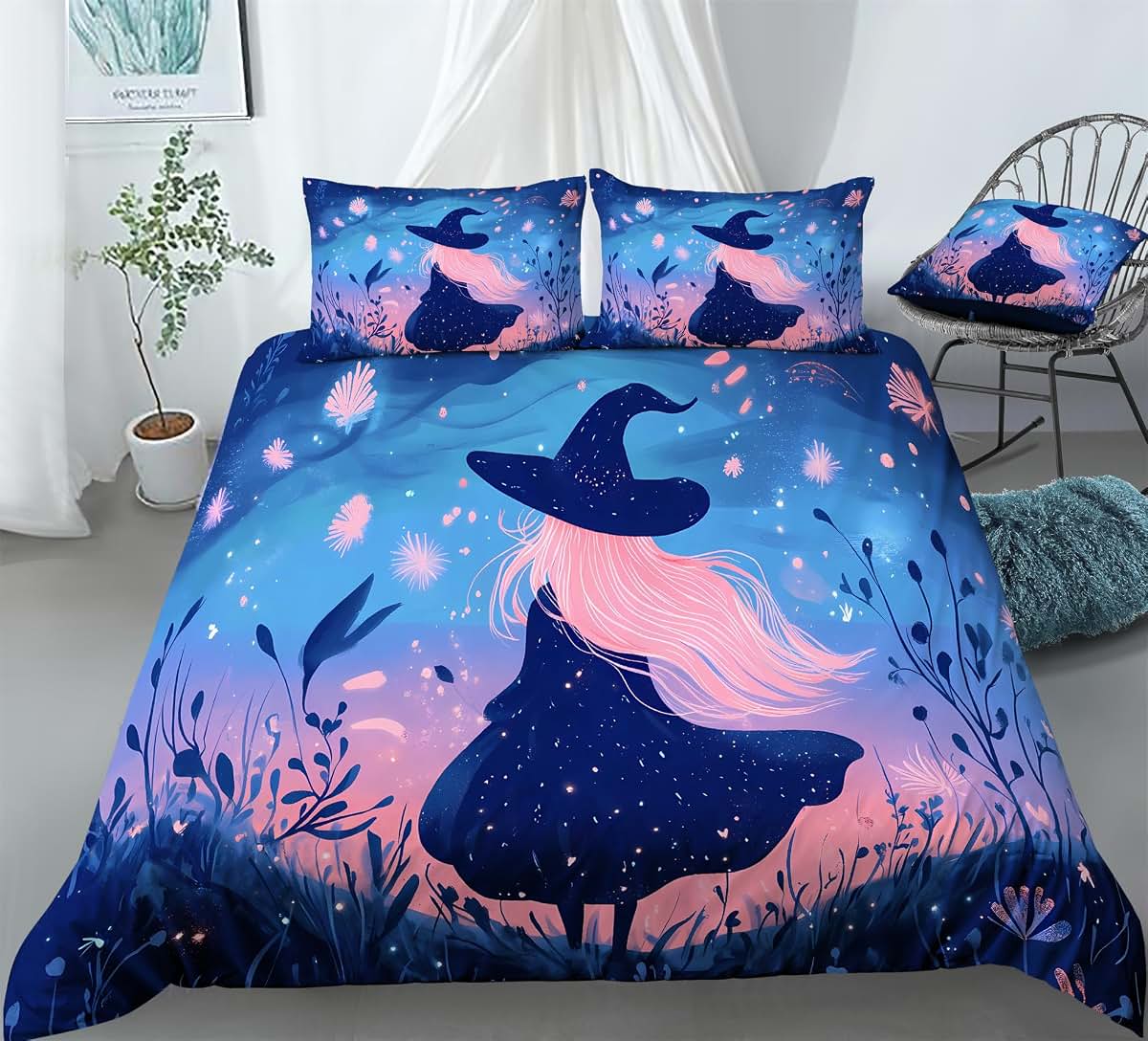 Realin Cartoon Witch Bedding Set