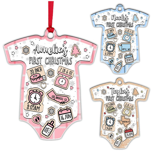 LALALA GIFT LAND Personalized Baby's First Christmas Ornament - Custom Gift for Christmas & Baby Shower - 4D Baby Shake