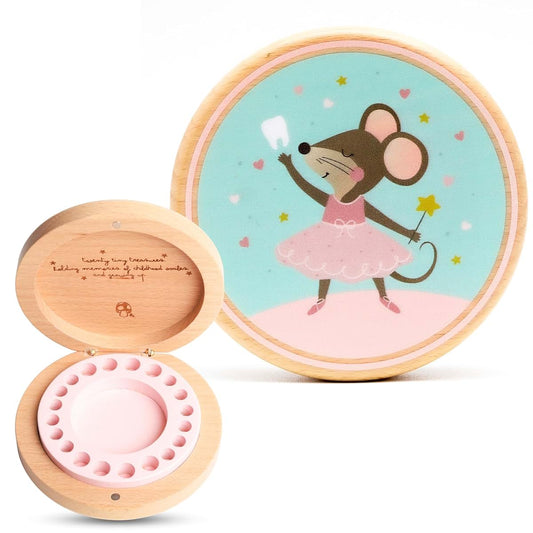 Little Shroomie Baby Tooth Keepsake Box – Wooden Beechwood Tooth Fairy Holder & Memory Capsule for First Tooth, Curl &