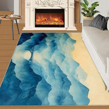 Hygiuid Retro Elegant Area Rug 5x6 - Low-Pile Landscape Scenery Rug