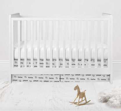 Bacati Love Cotton Percale Crib Skirt for Toddler Bed (Black)