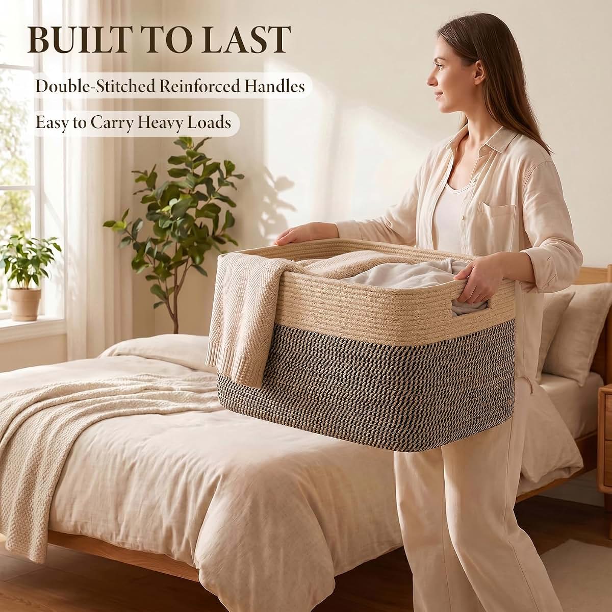 Sixdove 75L Cotton Rope Basket for Nursery and Living Room Storage