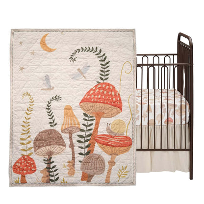 Lambs & Ivy Mushroom Meadow 3-Piece Organic Cotton Crib Bedding Set
