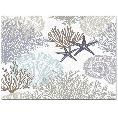 TIMOILU 4x5 Area Rug With Gray Conch Coral And Starfish Shell Design