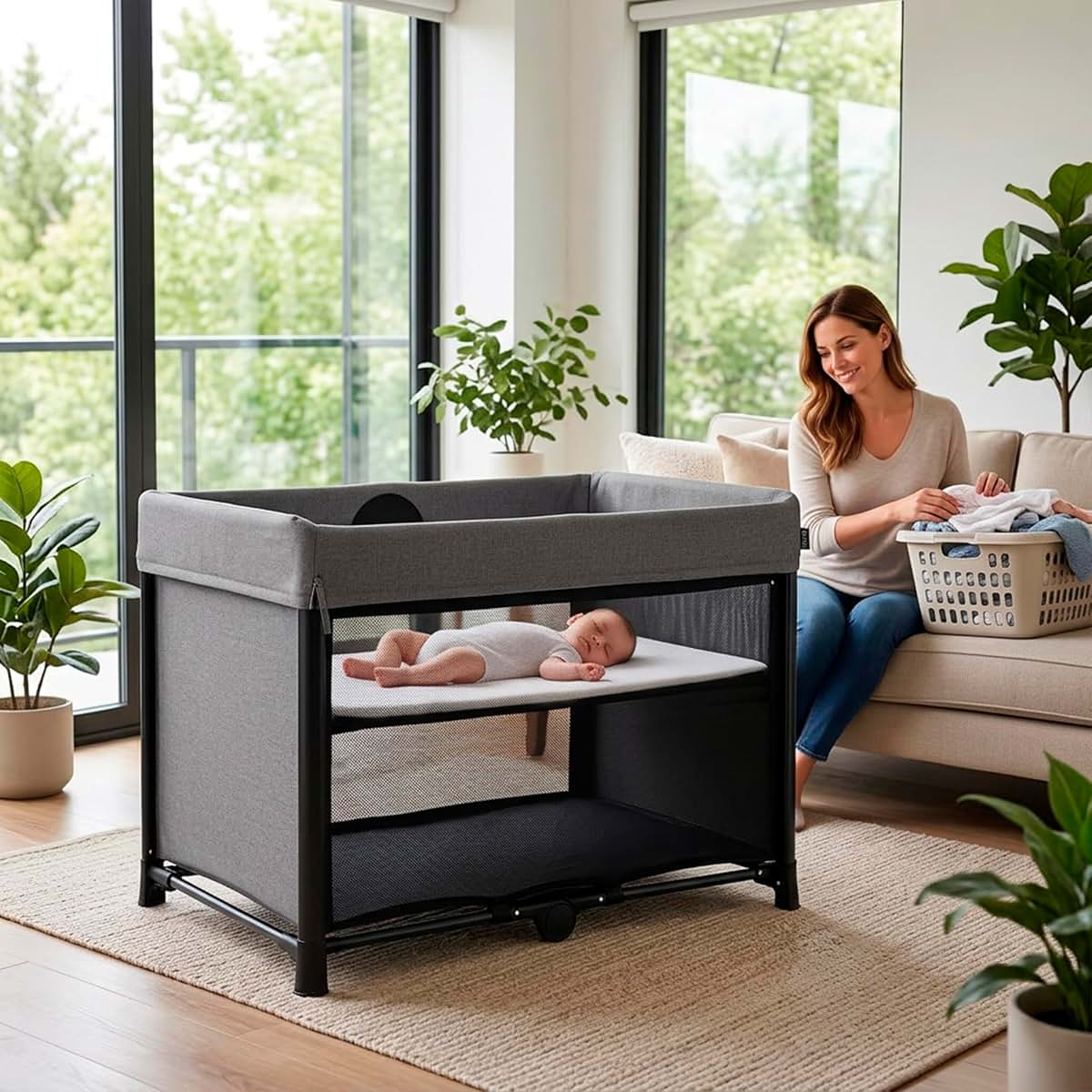 Evolur Zane Portable Playard With Instant Fold And Bassinet (photo 2)