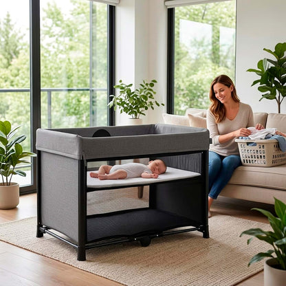 Evolur Zane Portable Playard With Instant Fold And Bassinet (photo 2)