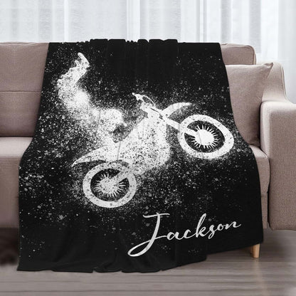 Briizy Custom Dirt Bike Motorbike Blanket,Personalized Motorcycle Lover Gift
