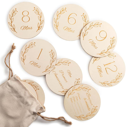 Wood You Buy Wooden Baby Milestone Cards, 14 Piece Set