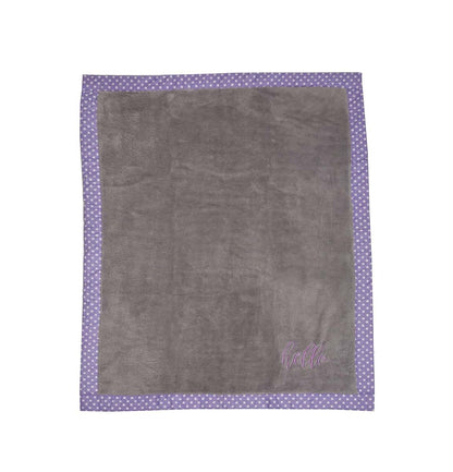 Bacati Love Girls Hello Embroidered Plush Blanket, Lilac/Grey (photo 3)
