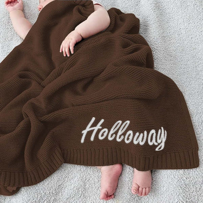 TTMIZA Personalized Baby Knit Blanket Custom Embroidered with Name for Newborn Baby Boy and Girl Nursery Blankets Gifts