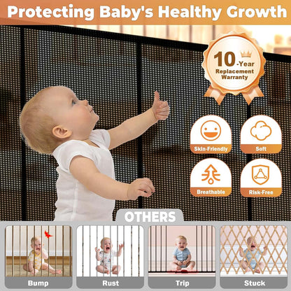 BabyOneStop 275" Retractable Baby Gate Dog Gate 52" Tall Extra Wide