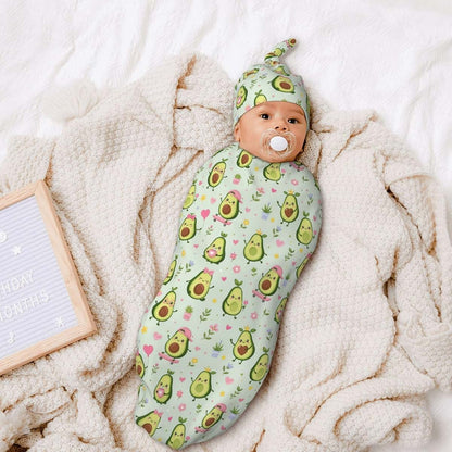 BabyOneStop Soft Elastic Swaddle Blanket And Matching Hat Set