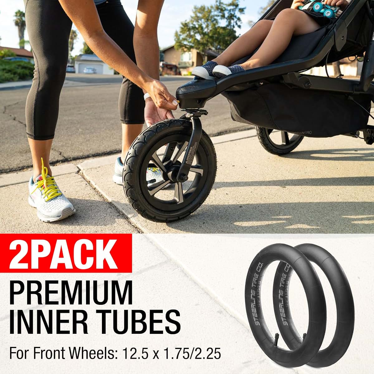 12.5'' x 1.75/2.25 Premium Explosion Proof Front Inner Tire Tube for All BOB Revolution Strollers, Stroller Strides & (photo 2)