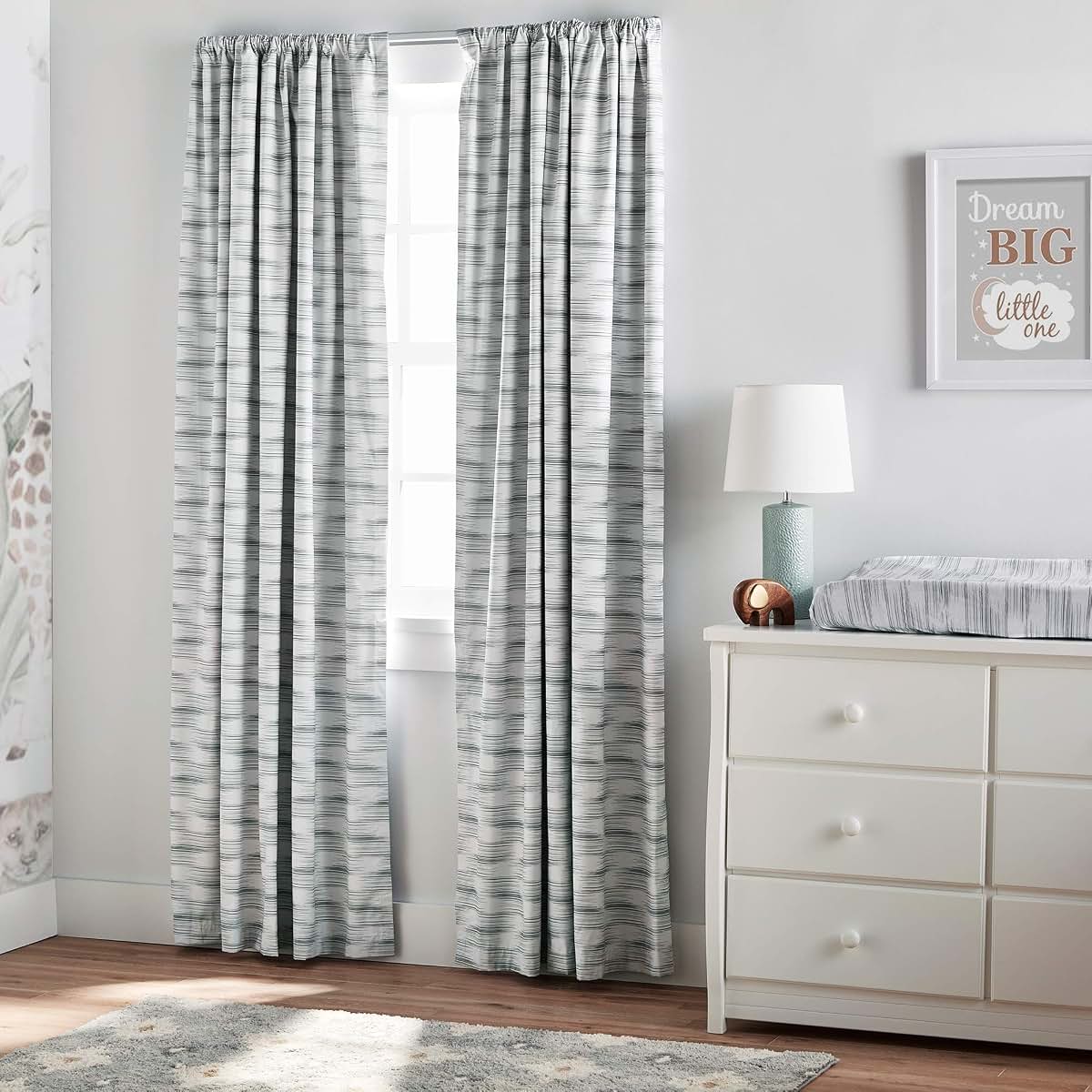 Lush Decor Baby Jungle Adventure Geo Blackout Window Curtain Single Panel, Gray