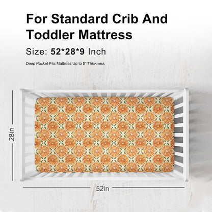 BabyOneStop Orange Tropical Fruit Crib Sheet for Standard Crib and Toddler Mattress, 52x28 Inch