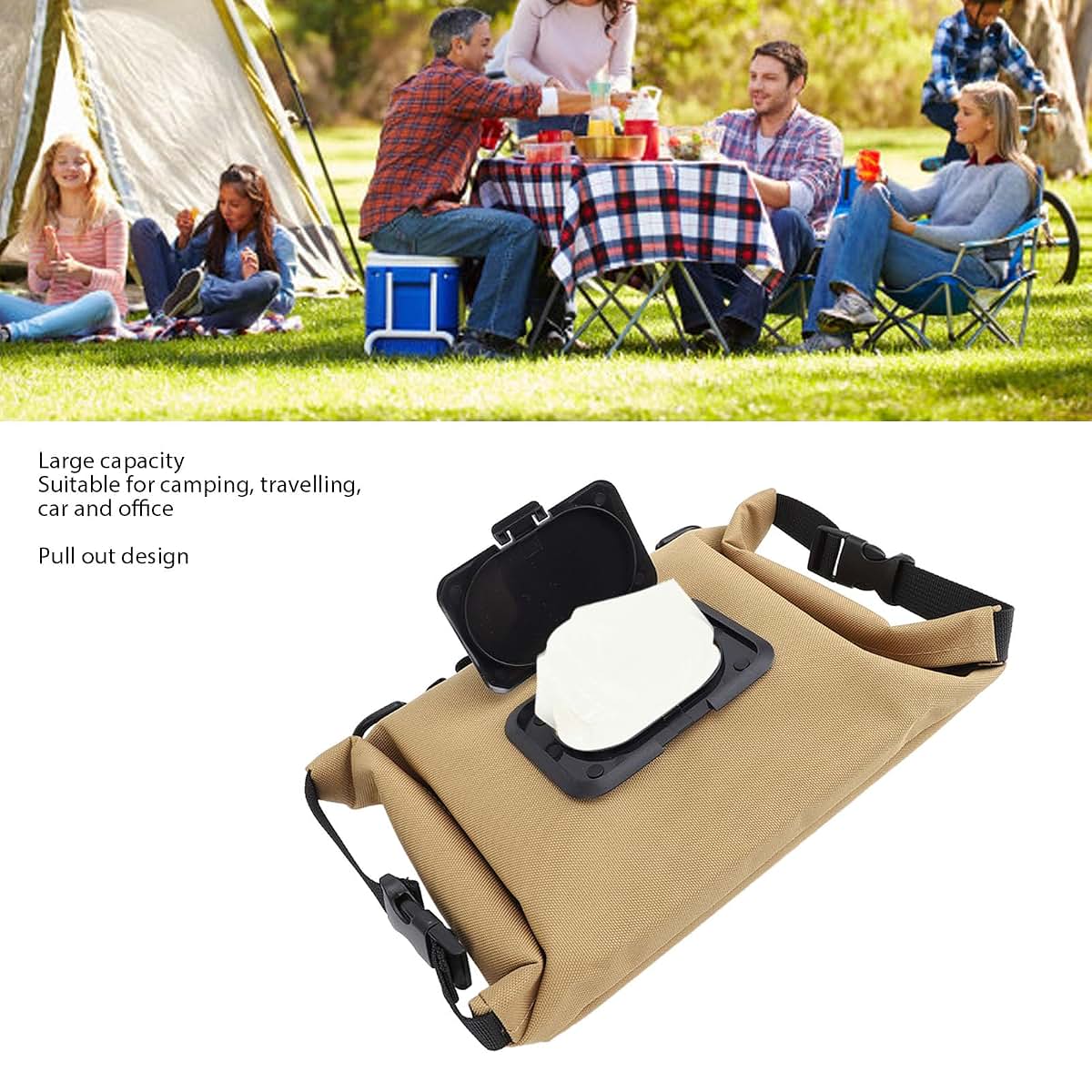SIXRUN Hanging Travel Wipe Dispenser Large Capacity Light Tan (photo 4)