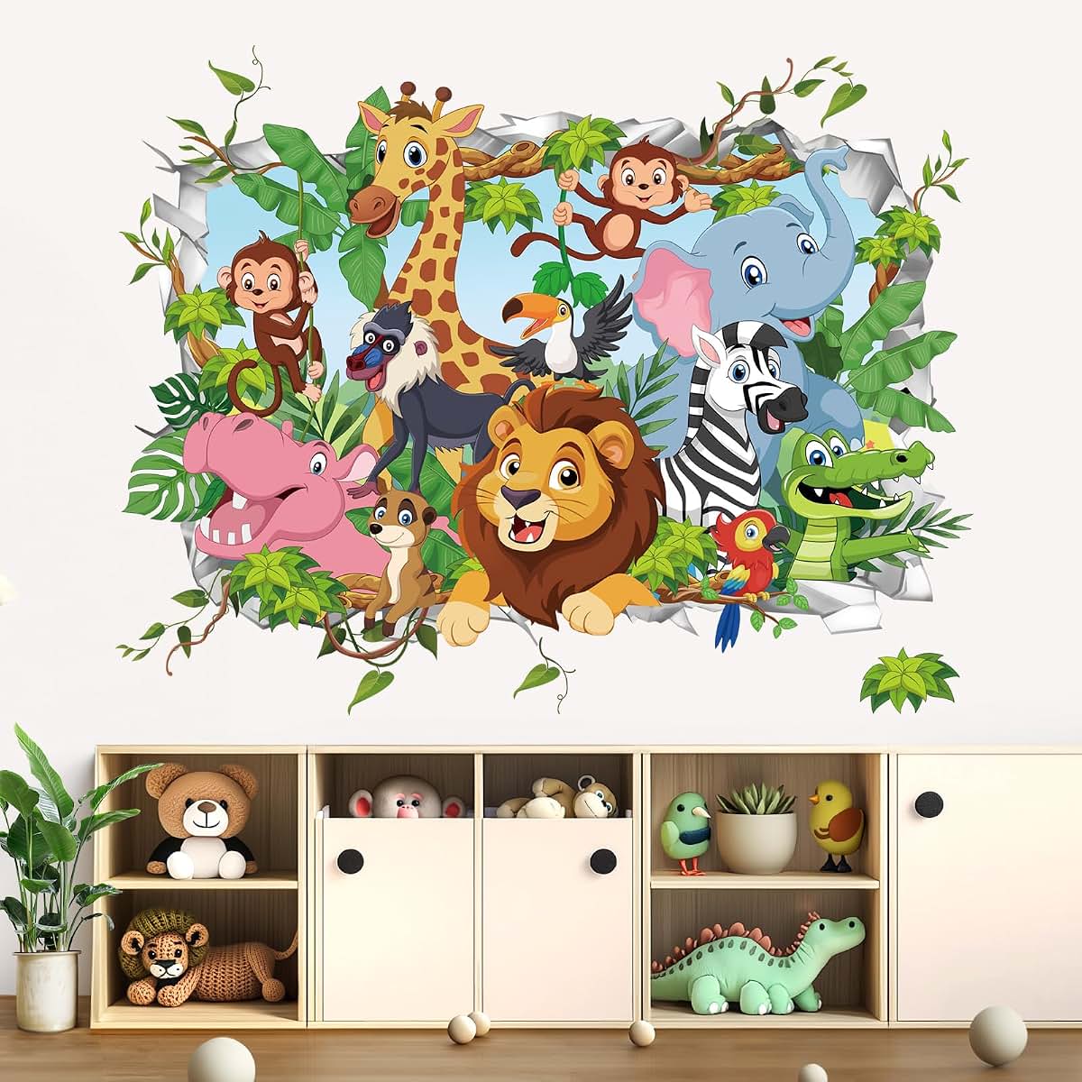 Wondever 3D Jungle Animals Wall Decals | Peel and Stick Nursery Decor