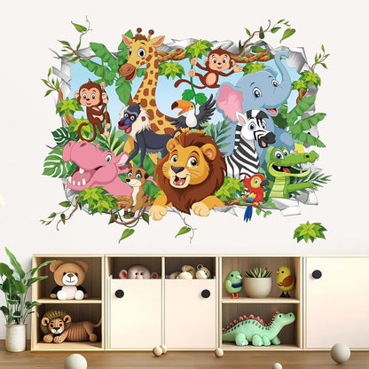Wondever 3D Jungle Animals Wall Decals | Peel and Stick Nursery Decor
