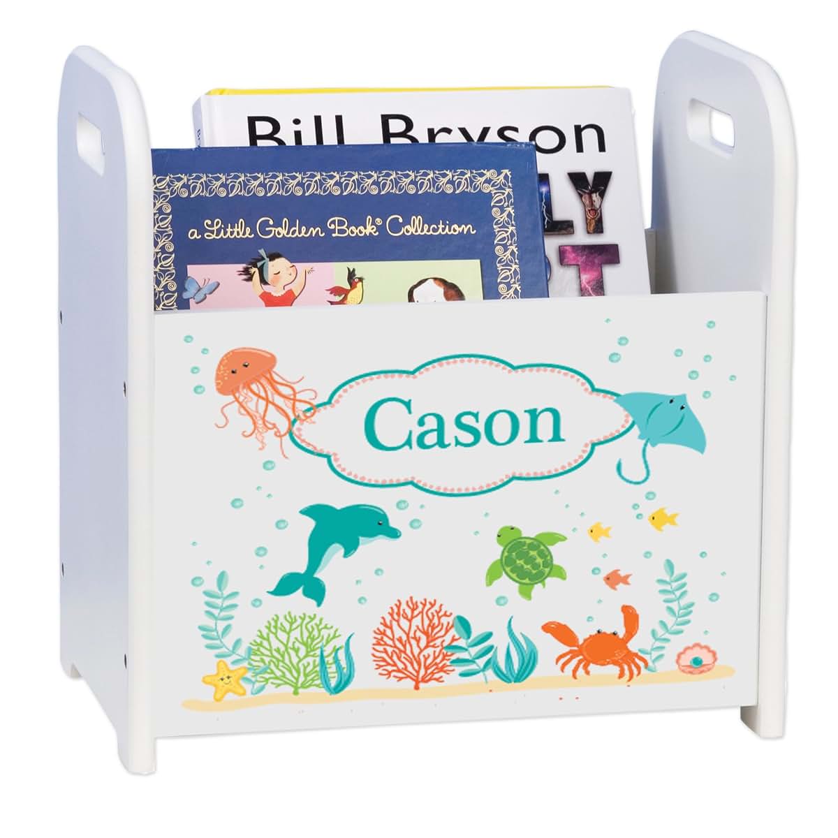 My Bambino Personalized Kids Book Caddy And Storage Bin Sea And Marine Design
