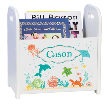 My Bambino Personalized Kids Book Caddy And Storage Bin Sea And Marine Design