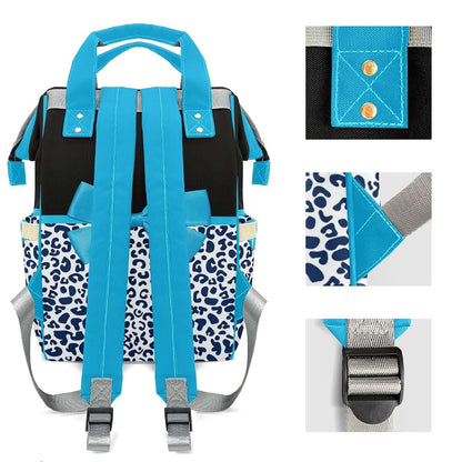 LiSoAkWE Personalized Diaper Bag Backpack,Customized Blue Print Leopard Bow Nappy Backpack for Travel Outdoor with (photo 4)