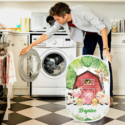 Joyestore Farm House Animals Cow Sheep Pig Personalized Storage Bin,Waterproof Foldable Clothes Mesh Basket for Laundry (photo 4)