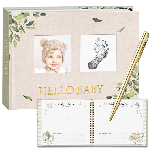MIAVAAL Keepsake Baby Memory Book, Milestone Book for Baby with Golden Pen and mat paper hardcover box. Gender Neutral