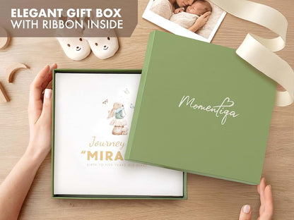 Momentiqa Baby Memory Book with Keepsake Box and Ink Pad, First 5 Years
