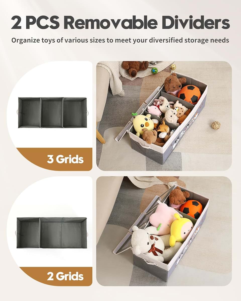 Garlloupath Dustproof Dog Toy Box With Transparent Lids And 3 Grids (photo 3)