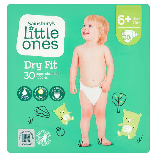 Sainsbury's Little Ones 2X Little Ones Size 6+ Nappies Dry Fit 30 Pack