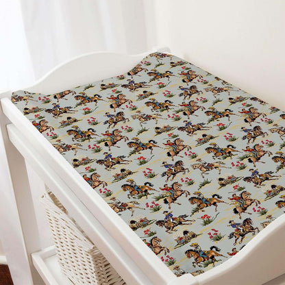 BabyOneStop Vintage Cowboy Horse Rider Baby Changing Pad Cover, 32x16 Inch Fitted Sheet