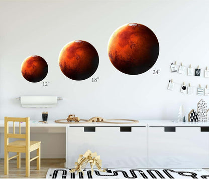 Stickit Graphix 24" Mars Wall Decal Individual Planets Solar System Removable Vinyl Peel Stick Boys Nursery Room