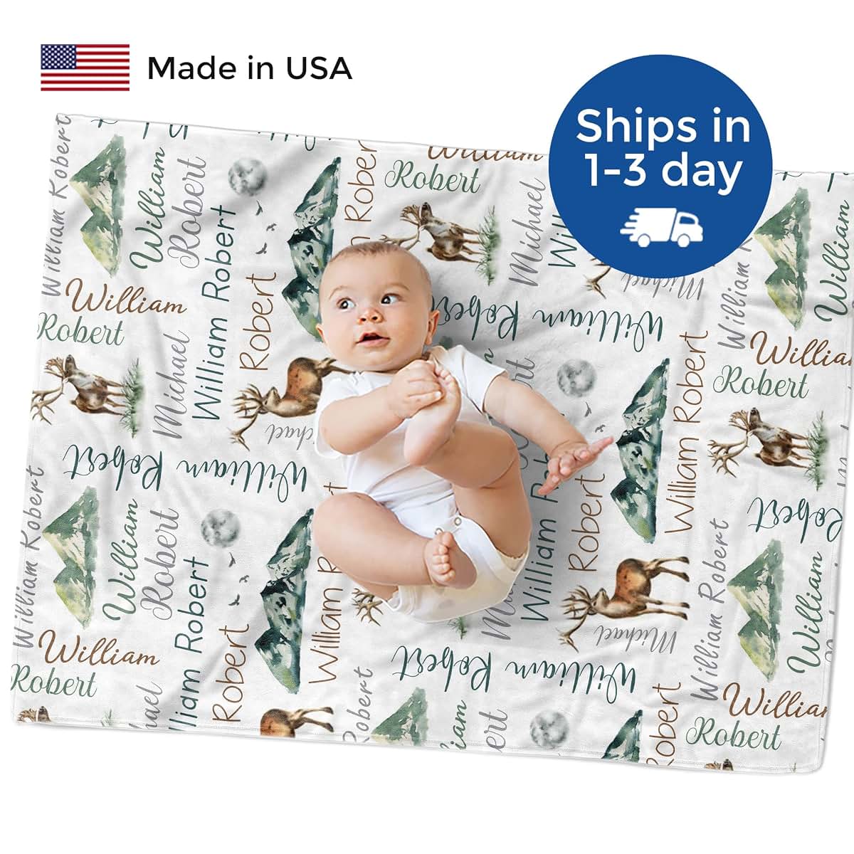 MDPrints Global MDPrints Custom Baby Blankets for Boys, Customizaed Baby Boy Gifts with Name, Personalized Baby (photo 2)
