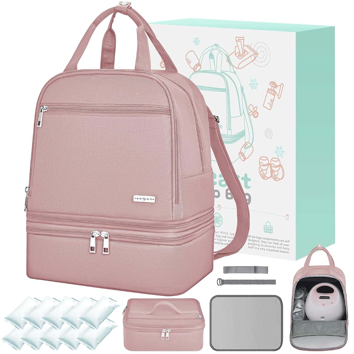 Insulated Cooler Backpack for Breast Pumps and Milk Storage