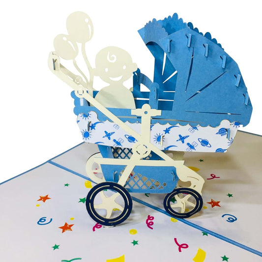 Devine Trading Products Baby Shower Pop Up Card for Boy Girl by DEVINE Popup Cards | New Baby Stroller Congratulations