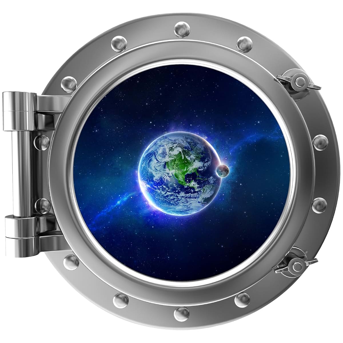 Stickit Graphix Earth Porthole Wall Decal – Space Window, Galaxy, Planet, Moon, Stars, Peel and Stick, Nursery
