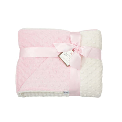 MEG Original Pink & Ivory Minky Dot Baby Crib Blanket 29x51