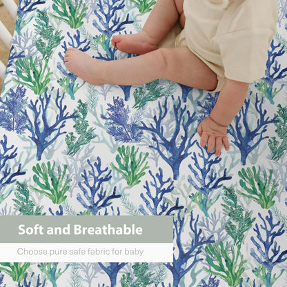 ZoUbqchY Coral Reef Baby Crib Sheet, 52x28, Stretchy Fitted, Polyester