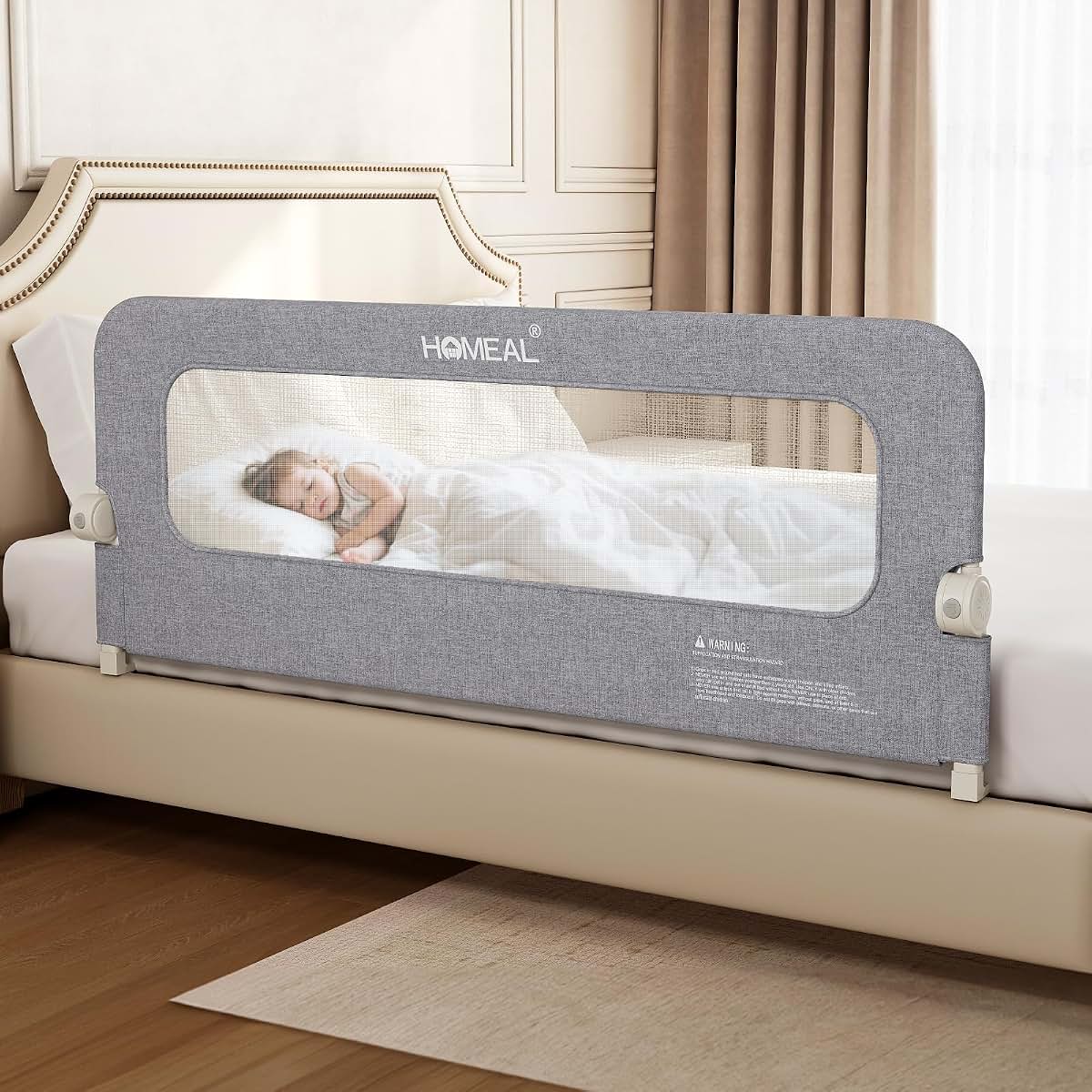 Homeal Foldable Bed Rail for Toddlers with U-Shaped Base