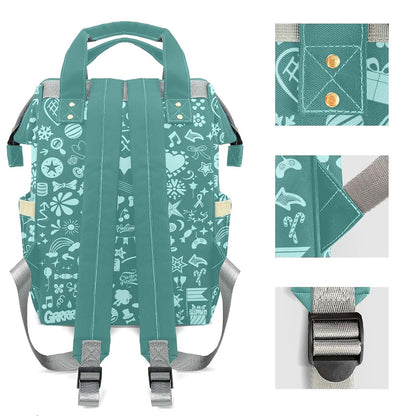 YallLocoMo Personalized Diaper Bag Backpack Lake Blue Heart (photo 4)