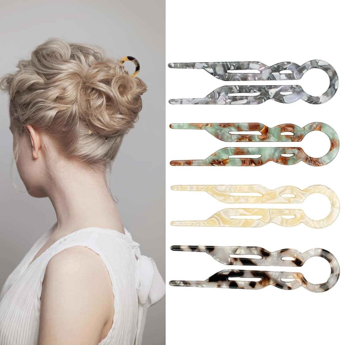 Acetate U-Shaped Hair Stick for Thick Hair | Tortoiseshell Pattern Accessory