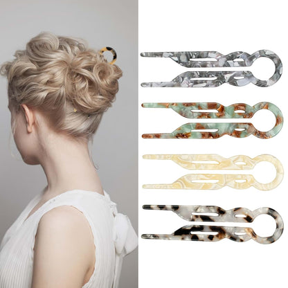 Acetate U-Shaped Hair Stick for Thick Hair | Tortoiseshell Pattern Accessory