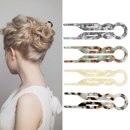 Acetate U-Shaped Hair Stick for Thick Hair | Tortoiseshell Pattern Accessory
