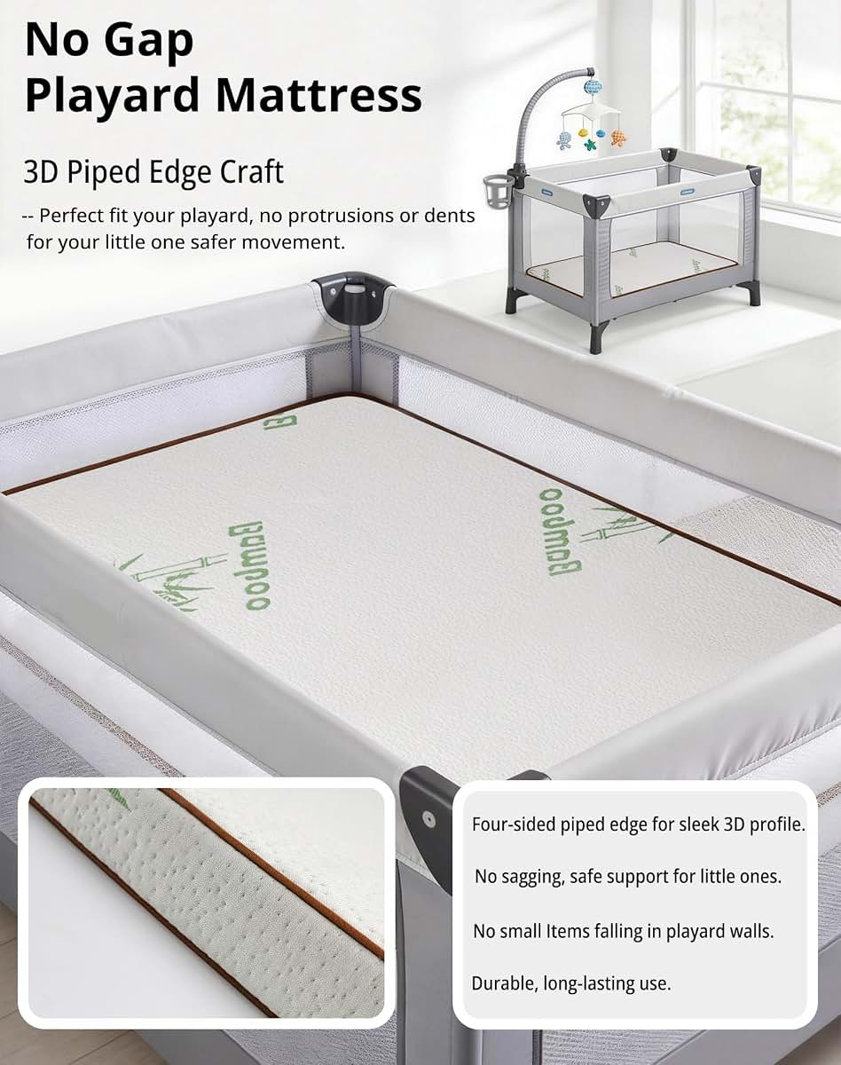 Bamboo Pack And Play Mattress Topper Pad for Playpen